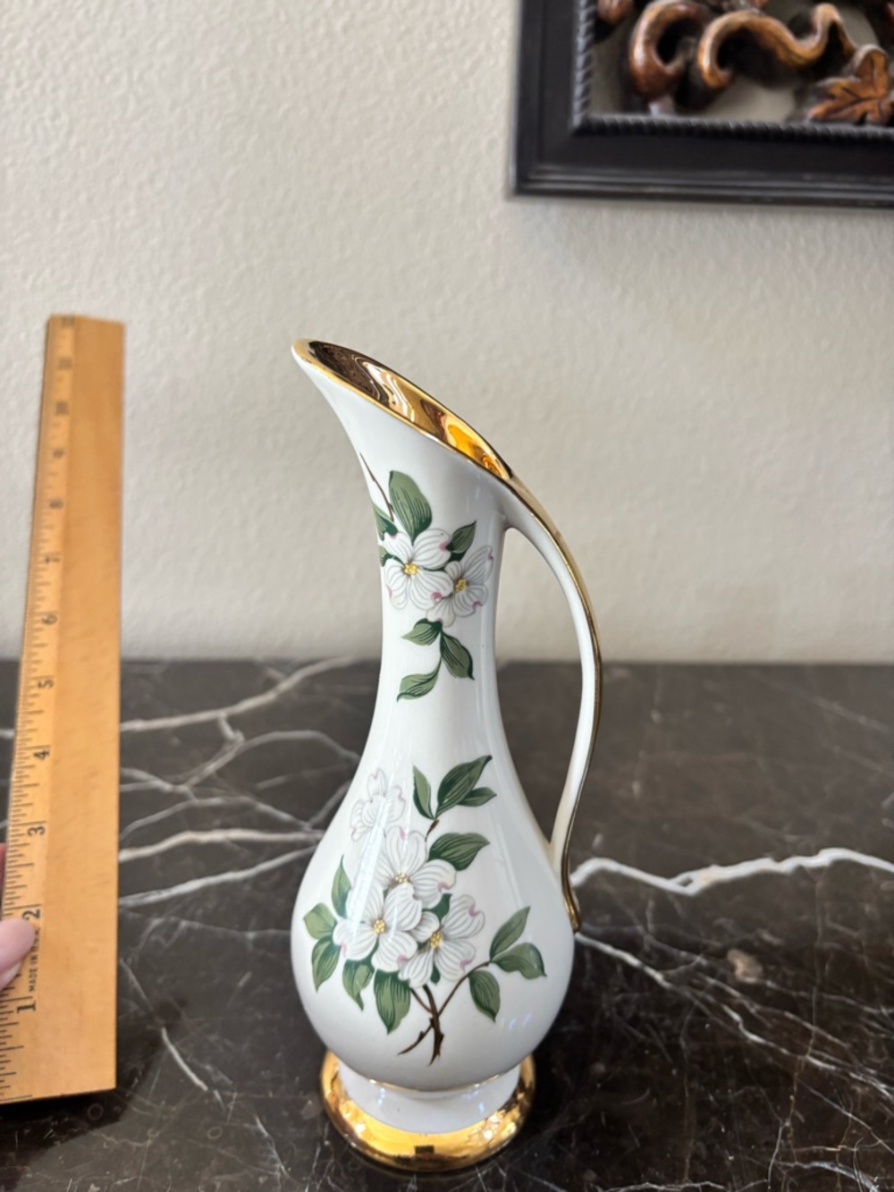 Porcelain Bud Vase with Gold Trim and dogwood Floral Prince George Virginia